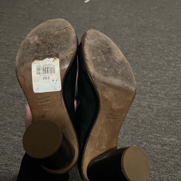 Roberto Del Carlo Black Leather Heeled Mules Size 38 EU $420 - Picture 6 of 7